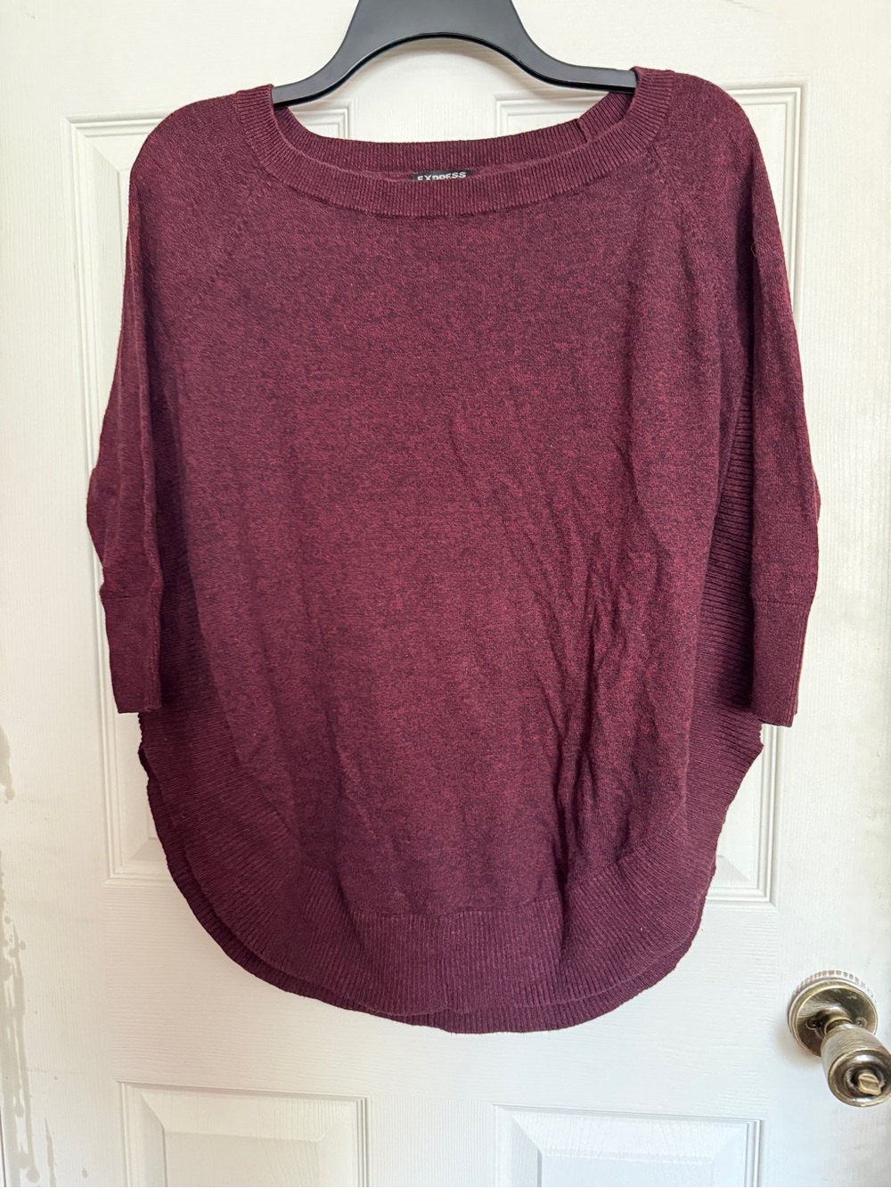 Express Women's Maroon Batwing Knit Sweater